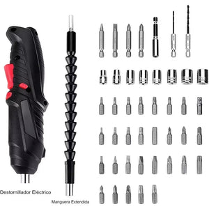 🔥Kit Destornillador Eléctrico Inalámbrico 47 Pzas. con Luz LED y Brazo Extensible 🔋 | Alta Potencia + Envío Perú 🇵🇪🔥