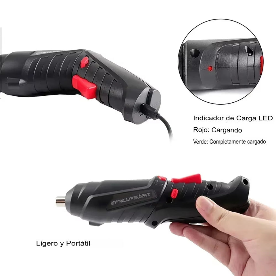 🔥Kit Destornillador Eléctrico Inalámbrico 47 Pzas. con Luz LED y Brazo Extensible 🔋 | Alta Potencia + Envío Perú 🇵🇪🔥